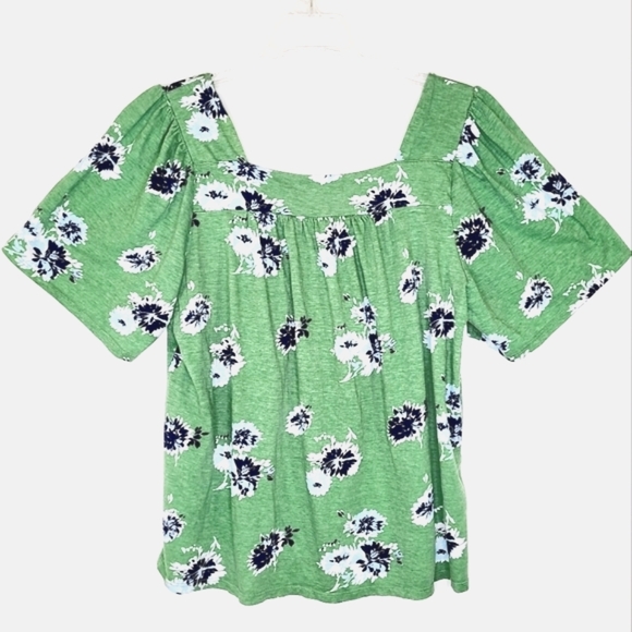 Lucky Brand Green floral short sleeved top - Picture 5 of 10